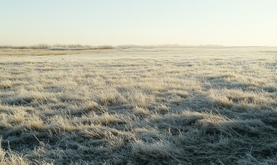 A field of grass covered in frost