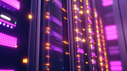 Poster - Server Racks with Glowing Lights