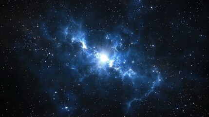 Poster - dark interstellar space depicted in a 3d cartoon rendering featuring a 2d illustration of stars and 
