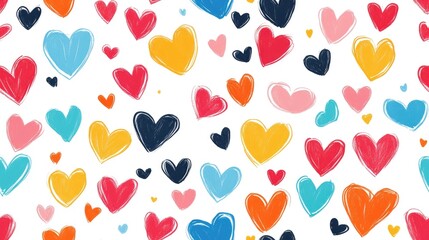 Poster - Hearts pattern illustration Colorful heart design background