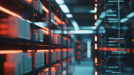 Poster - Server Room With Futuristic Interface