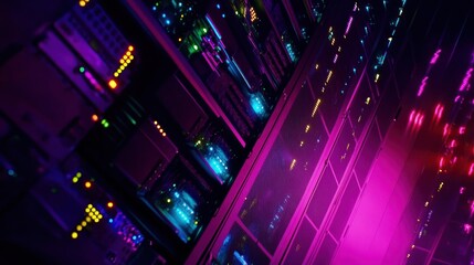 Poster - Server Room with Purple and Blue Lights