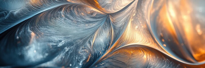 Sticker - Delicate patterns form in cool colors, showcasing the beauty and complexity of frost during the wintry season. Generative AI