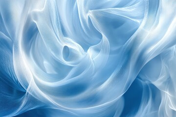 Leinwandbilder - Delicate, swirling frosty patterns dance across a soft blue background, evoking a sense of winter's calm beauty and ethereal grace. Generative AI