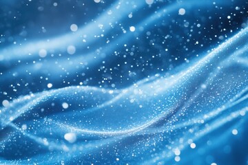 Aufkleber - Fluctuating patterns of abstract snowflakes float gracefully through a dreamy blue canvas, evoking a serene winter ambiance. Generative AI