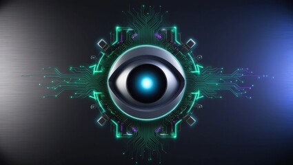 Poster -   Futuristic Technology Eye Scan Interface with Digital Circuit Visualization