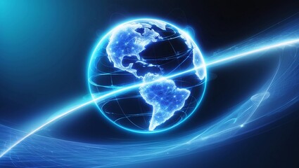 Poster - Glowing Blue Global Network Background