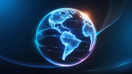 Poster - Glowing Blue Global Network Background