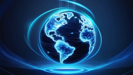 Poster - Glowing Blue Global Network Background