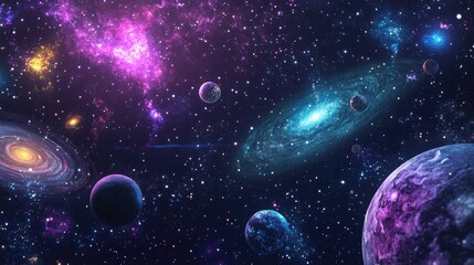 Poster - Abstract Galaxy Cosmos Space Background in a 3D cartoon rendering
