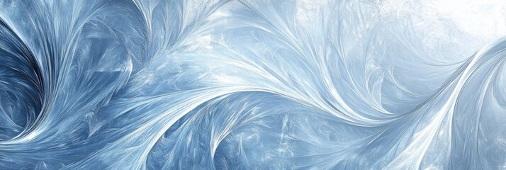 Poster - Delicate frost patterns create swirling designs across a frosty surface, capturing the essence of a chilly winter day. Generative AI