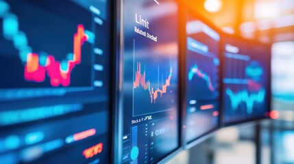 Poster - Financial Data Displayed on Monitors