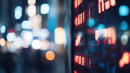 Poster - Stock Market Numbers Displayed on a Screen at Night