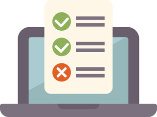 Poster - laptop displaying a checklist, symbolizing online survey, exam, or task management