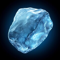 Poster - A stunning, translucent ice crystal illuminated against a dark background, showcasing intricate textures and shades of blue.