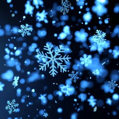 Poster - Blue snowflakes gently falling, creating a tranquil winter atmosphere.