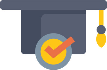 Poster - graduation cap icon is showing a check mark representing a successful education completion