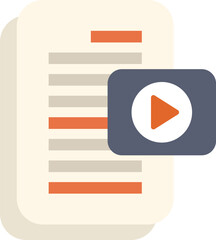 Fototapete - Video file icon is laying over a document, representing a digital marketing plan that includes video content
