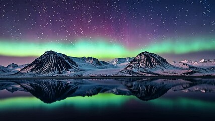 Fantastic Aurora borealis or northern lights with starry glowing.