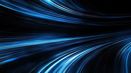Wall Mural - Abstract background of dark blue and black with dynamic light streaks, perfect for tech themes