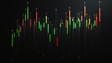 Poster - Candlestick Chart on a Black Background