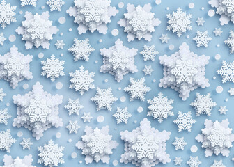 Wall Mural - 2025 christmas and new year background. paper snowflakes xmas decorations. white and blue colors