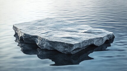 Poster - Rough stone platform reflecting on water surface 3D visualization Digital artwork