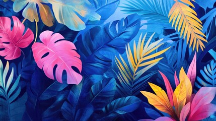 Tropical foliage textured wallpaper Artistic blue abstract backdrop suitable for postcards or book illustrations Developed using various design tools