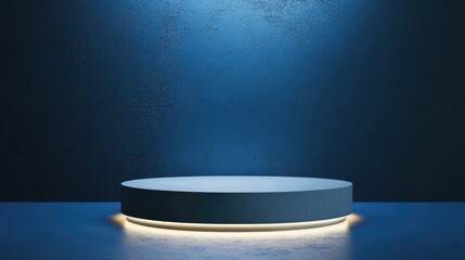 Poster - Product presentation mockup podium with a blue background featuring 3D render and illustration
