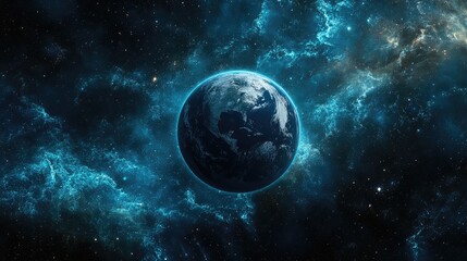Wall Mural - 3d cartoon depiction of a dark planet earth in outer space capturing the essence of earth hour high 