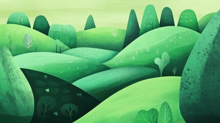 Poster - Green Flat Design Digital Drawing Illustration