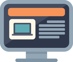 Fototapete - Desktop computer displaying a website homepage with a laptop illustration and text, representing online access and digital content