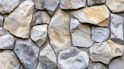 Poster - Decorative wall featuring natural limestone with an irregular stone texture suitable for background use