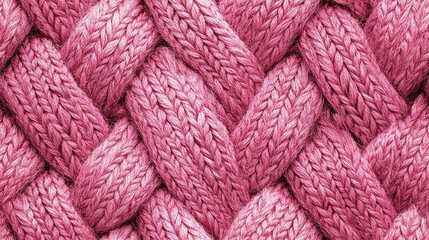 Poster - Gentle Seamless Woven Texture Macro Knitting Pattern Pink Winter Abstract Design Top View of Woven Texture
