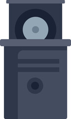 Poster - Simple flat illustration of a desktop computer with a cd being inserted in the drive
