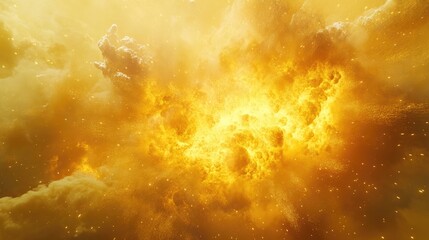 Poster - Anime style explosion background with vibrant yellow hues creating a dynamic explosion effect in a 16 9 format