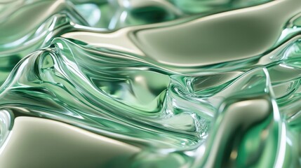 Poster - Elegant modern abstract background featuring green glass with organic refreshing refraction and reflection showcasing high quality 3D rendering techniques
