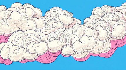 Poster - Fluffy White Clouds Against a Deep Blue Sky