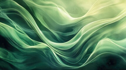 Poster - Abstract backdrop featuring flowing green wavy patterns