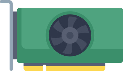 Poster - green graphics card with a cooling fan is essential for high performance computing, gaming, and mult