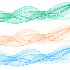 Set of colored waves. Abstract vector graphics. Blue, red and green waves. Eps 10