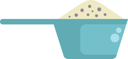 Poster - blue scoop holding whey protein powder for fitness