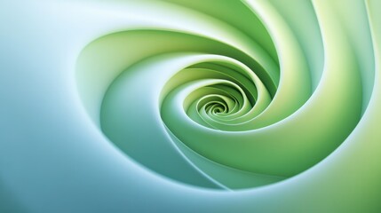 Poster - Light green spiral on a blue backdrop Abstract design 3D rendered image from a top down perspective