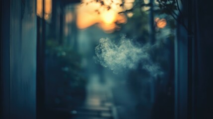Poster - Smoke drifting through a blurred background creating a mysterious and atmospheric effect