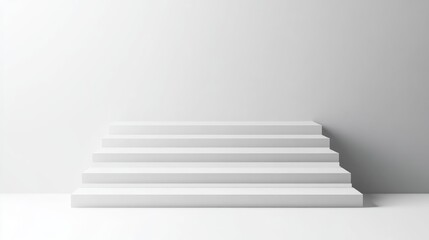Poster - front view of white stairs blank mockup for a platform or podium