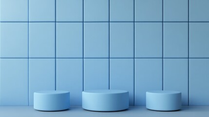 Poster - Product presentation mockup podium with a blue background featuring 3D render and illustration
