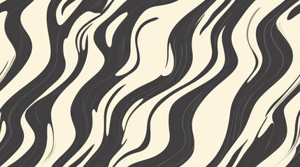 Poster - Wavy billowy zigzag lines in a horizontally repeatable pattern featuring parallel distorted designs