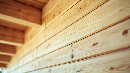 Poster - Close up of glued timber background Laminated wooden construction in a wall Glued beams featured prominently in the design