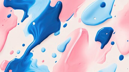 Poster - Blue Abstract Spot Wet Bohemian Acrylic Drip Colorful Seamless Art Shape Wash Color Effect Modern Geometric Stripe Pattern Soft Abstract Sponge Pink Ink Pattern Ink Water Shape