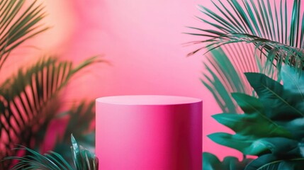 Poster - Pink podium set against a vibrant background